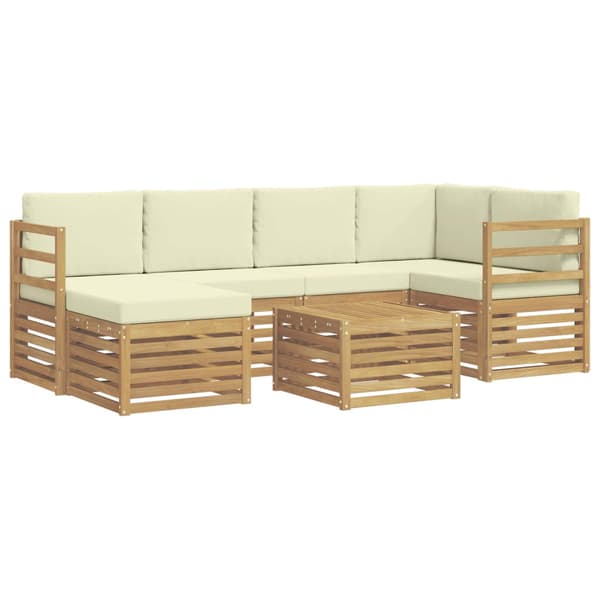 Utomhussoffset 7 pcs Vit och grädde Polyester