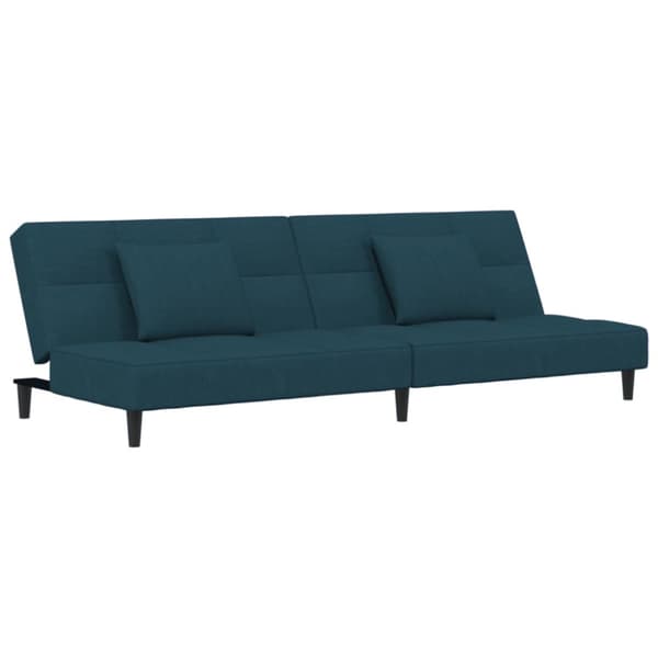 Bäddsoffa 2-sits med två kuddar blå sammet