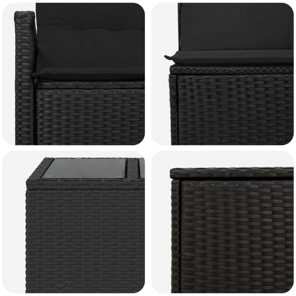 Soffset 6 st Svart Poly Rattan och stål