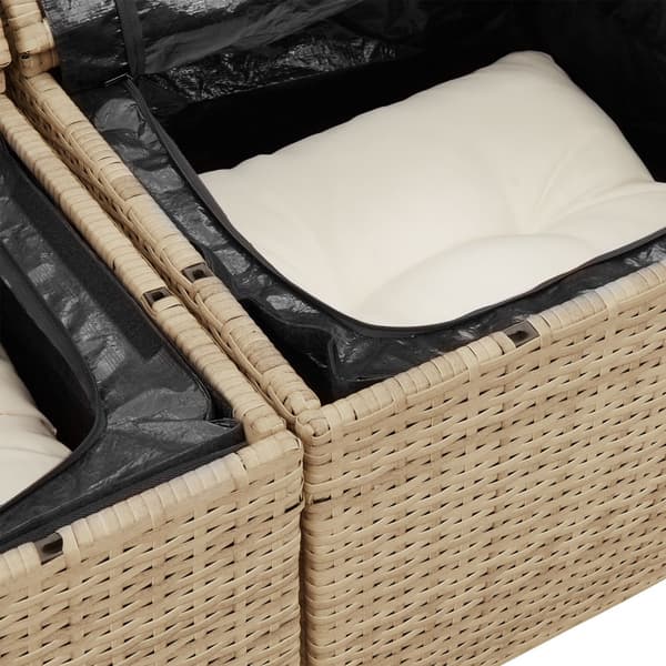 Trädgårdsoffset med lagring 11 pcs Beige Poly rattan