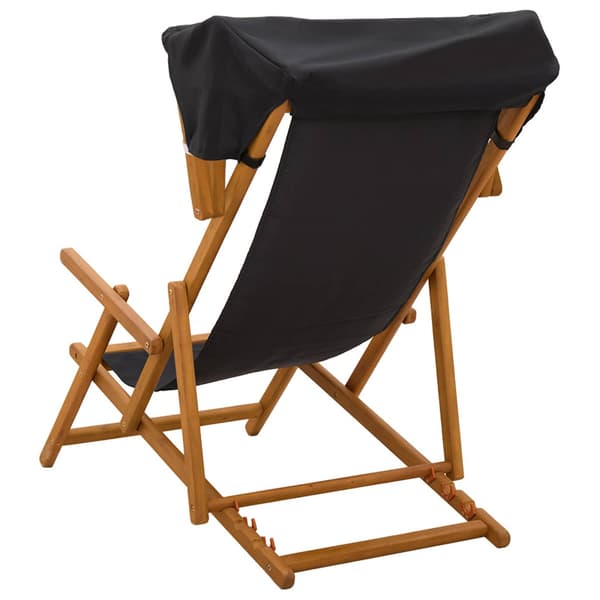 Deck Chair 3 Position Massiv Eukalyptus Trä Svart