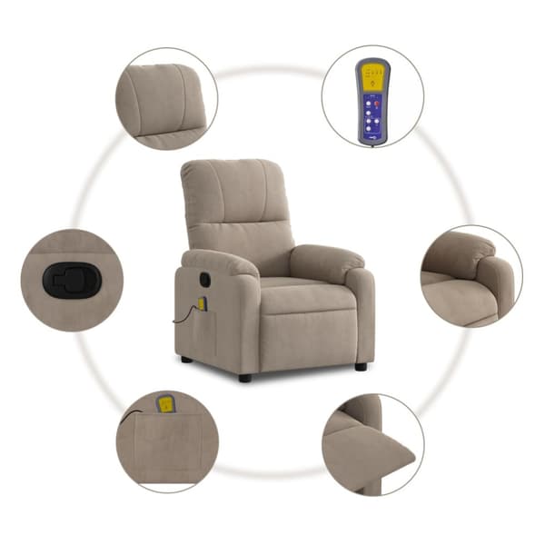 Massagefåtölj taupe mikrofibertyg