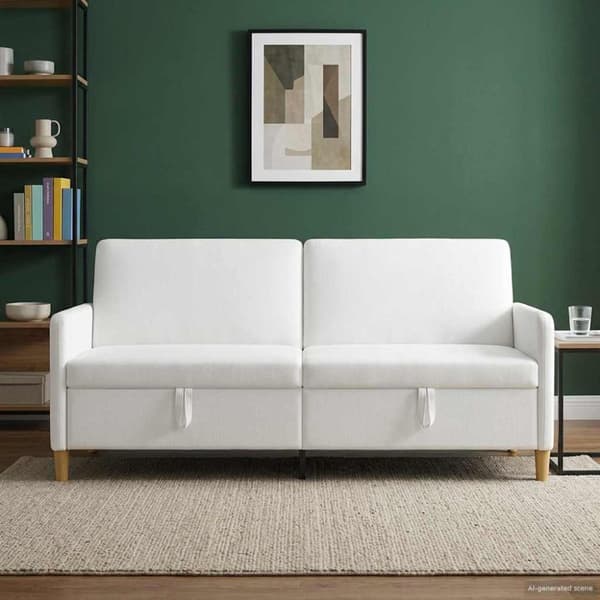 Soffa med förvaring Vit 192 x 78 x 87 cm Polyester
