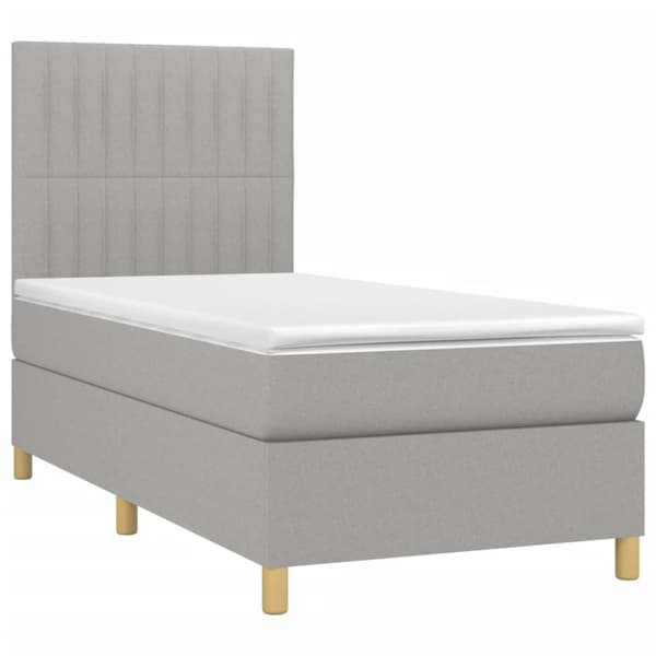 Ramsäng med madrass ljusgrå 100x200 cm tyg