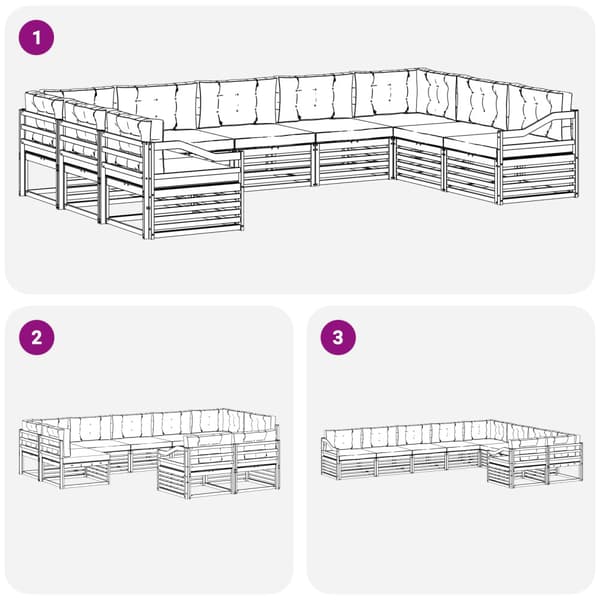 Utomhussoffset 9 pcs Vit och grädde 404 x 245,5 x 73 cm