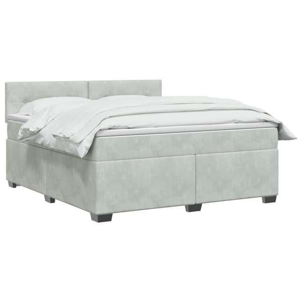 Boxspring säng med madrass och LED Ljusgrå 140 x 190 cm Sammet