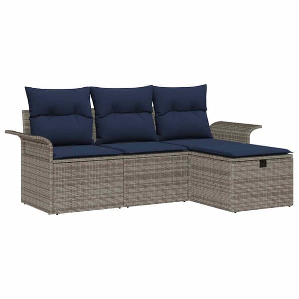Trädgårdsoffset med kudde med lagring 4 pcs Poly rattan