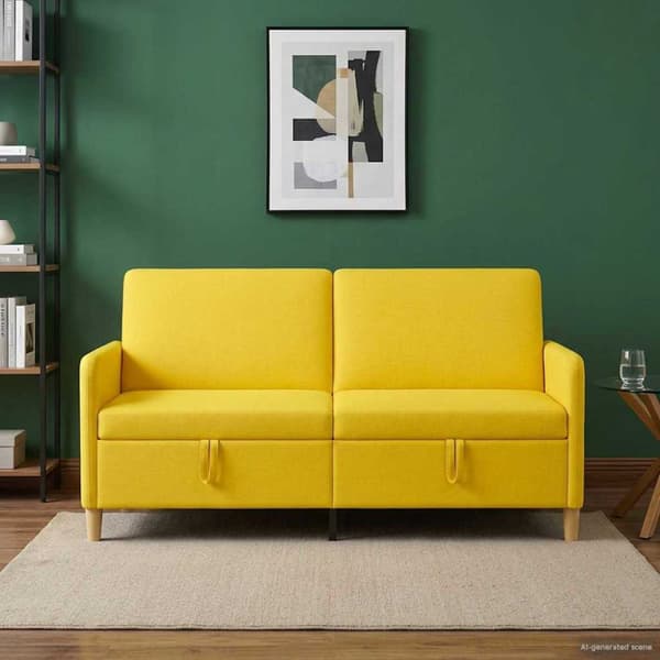 Soffa med förvaring Ljusgul 172 x 78 x 87 cm Polyester