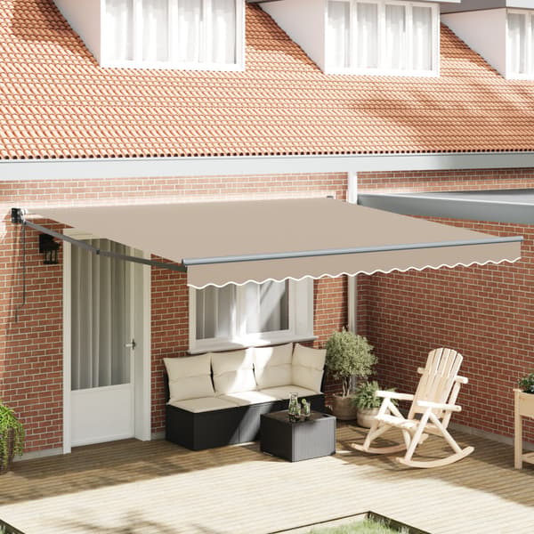 Utfällbar markis Beige 400 × 300 cm Polyester och aluminium