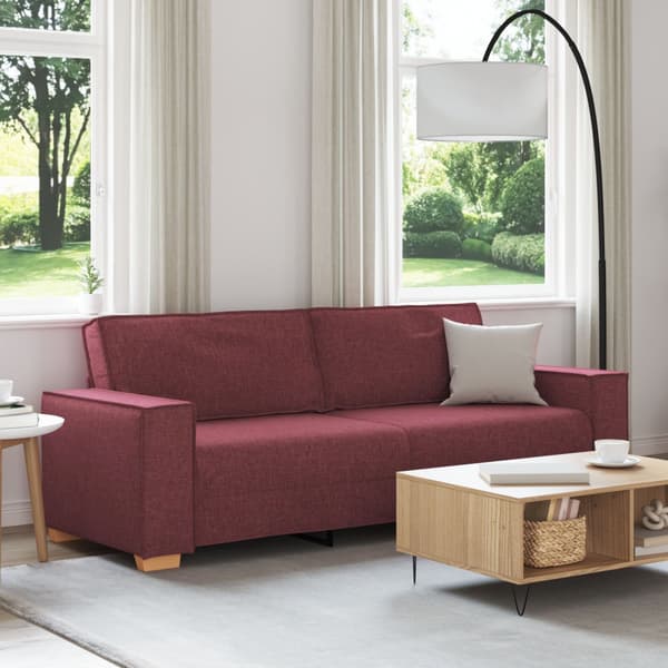 3-Sits soffa Vinröd 220 cm tyg