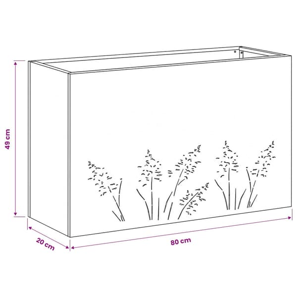 Trädgårdsplanterare 2 st Silver 80 x 20 x 49 cm