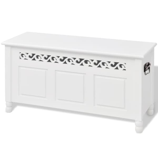 Förvaringsbänk barockstil MDF vit