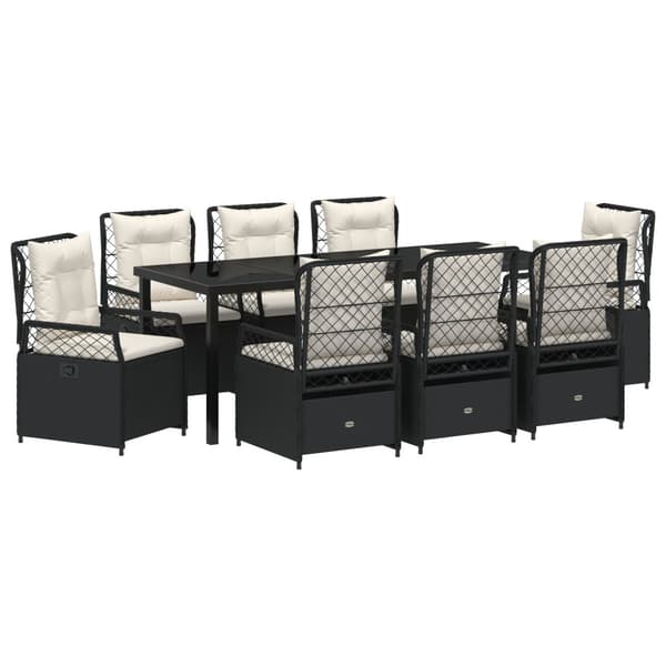 Trädgårdsmöbelset 9 pcs Svart konstrotting