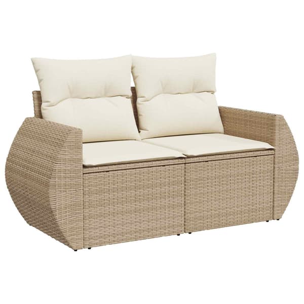 Soffset 5 st Beige och krämvit Poly Rattan och stål