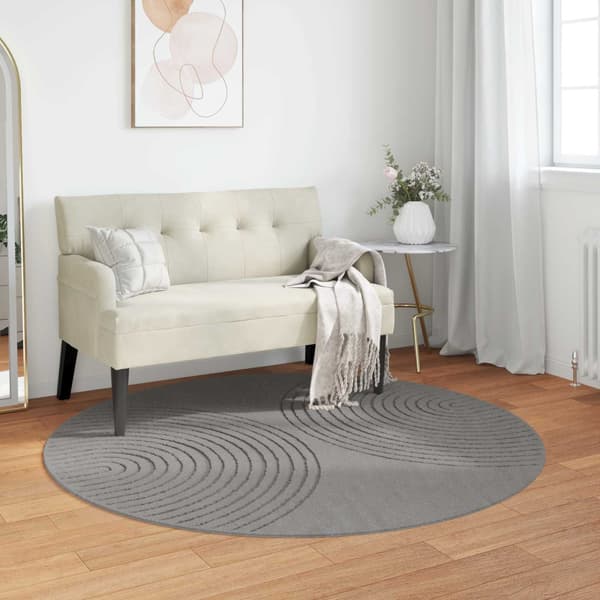 Områdesmattor Rund GALATI Grå Ø 120 CM Polyester