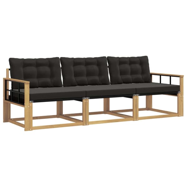 Utomhussoffset med kudde 3 pcs Vit och svart