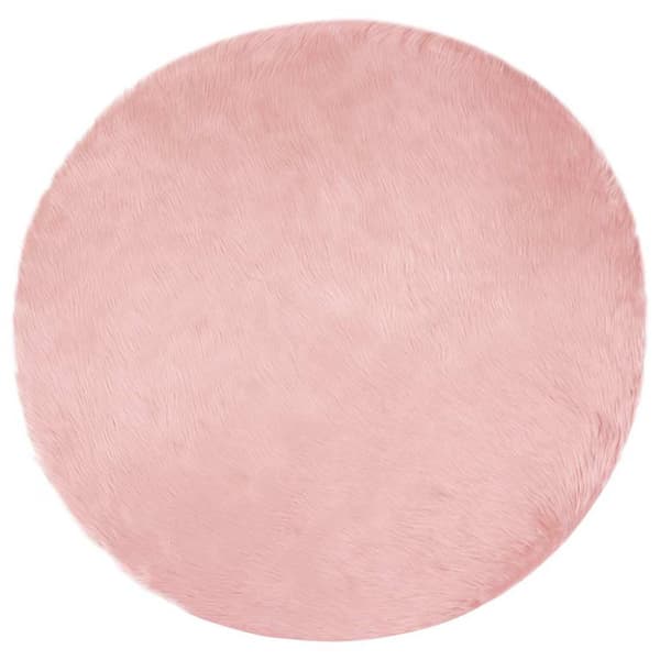 Fuskfäll matta TAFALLA Rosa Ø 100 cm Polyester