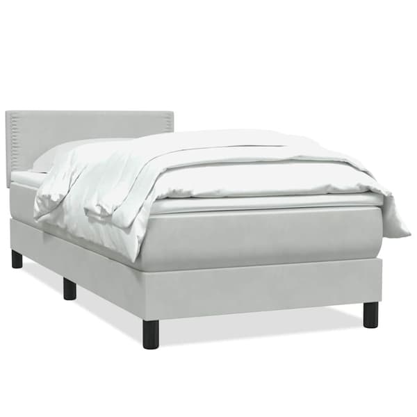 Ramsäng med madrass ljusgrå 80x220 cm sammet