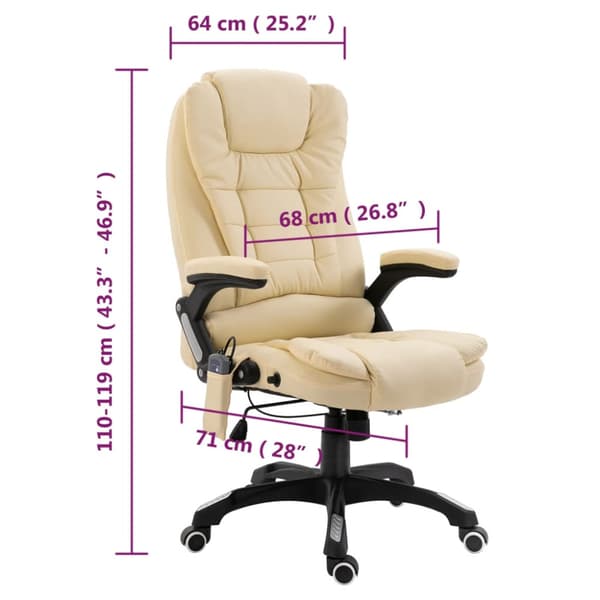 Massagekontorsstol gräddvit konstläder