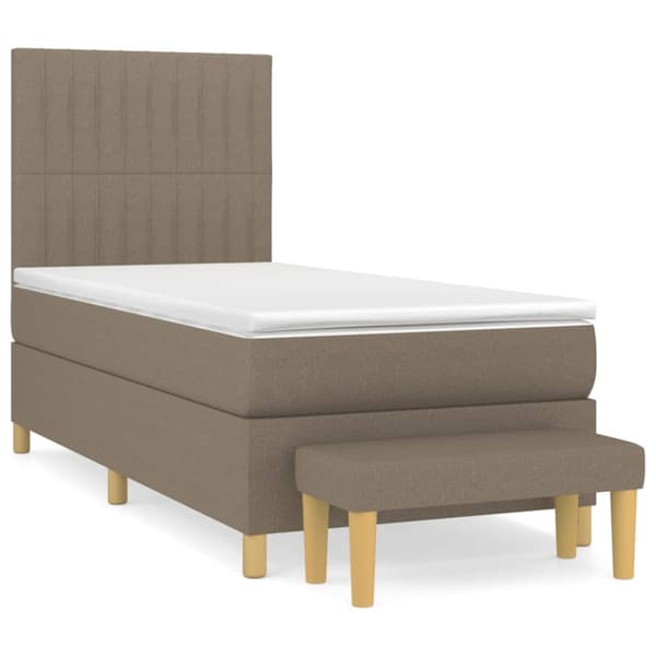 Ramsäng med madrass taupe 100x200 cm tyg