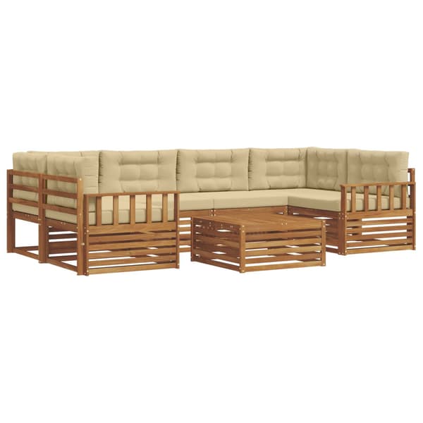 Utomhussoffset med kudde 7 pcs Naturlig och Beige