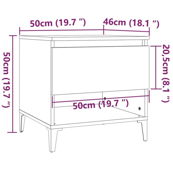 Sidobord 2 st vit högglans 50x46x50 cm konstruerat trä