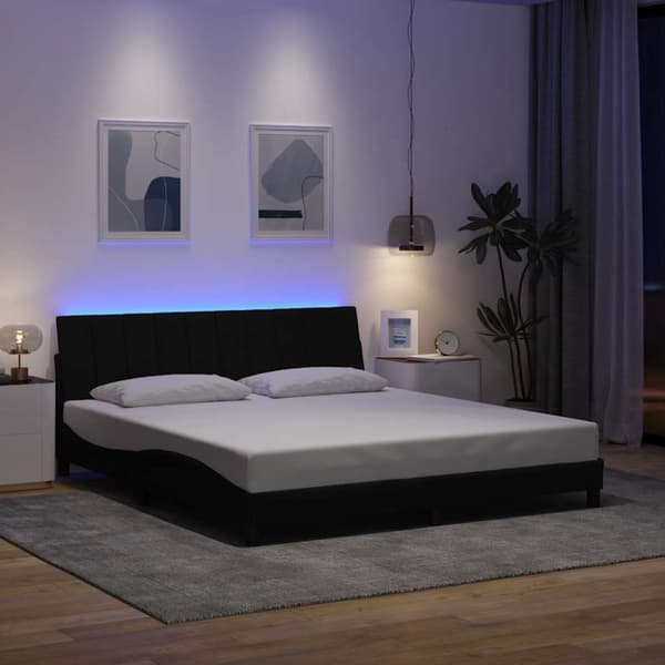 Bed Frame without Mattress "Hanko" Black 180x200cm Fabric