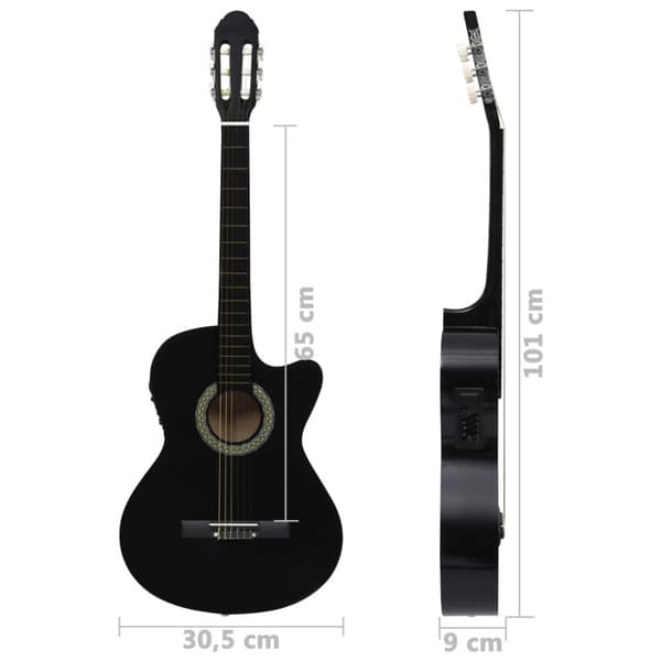 Westerngitarr med cutaway EQ och 6 strängar svart