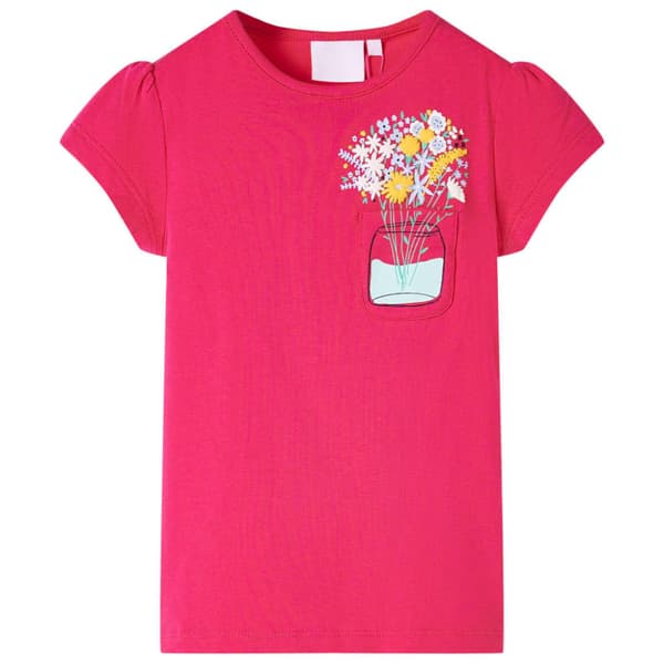 T-shirt för barn stark rosa 128