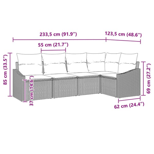 Soffset med kudde 5 pcs Ljusgrå konstrotting
