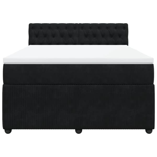 Ramsäng med madrass svart 140x190 cm sammet
