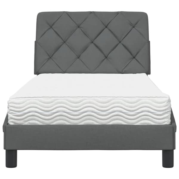 Bed with Mattress Dark Grey 90x200 cm Fabric