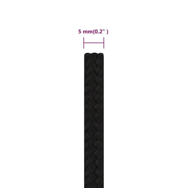 Rep svart 5 mm 25 m polyester