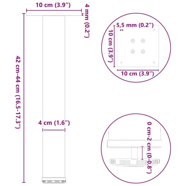 Soffbordsben 4 st antracit 42-44 cm stål