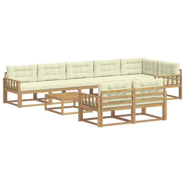 Utomhussoffset 9 pcs Vit och grädde 79 x 79 x 37 cm Polyester