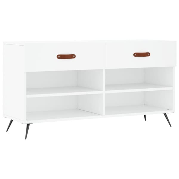 Skobänk vit 102x35x55 cm konstruerat trä
