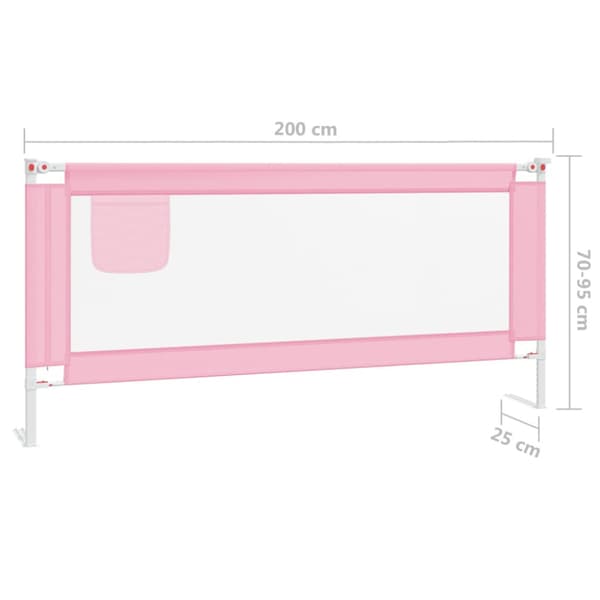 Sängskena för barn rosa 200x25 cm tyg