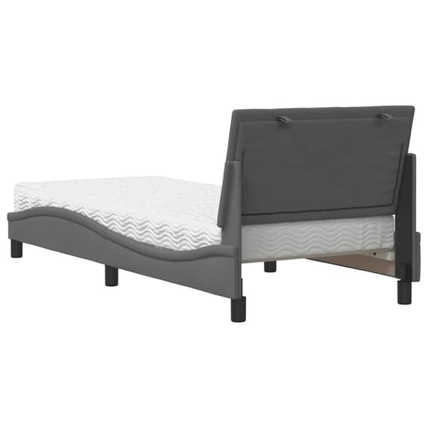 Bed with Mattress "Hanko" Dark Grey 80x200 cm Fabric