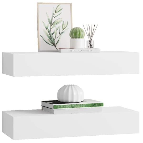 Väggmonterad låda 2 st vit 60x23,5x10 cm MDF