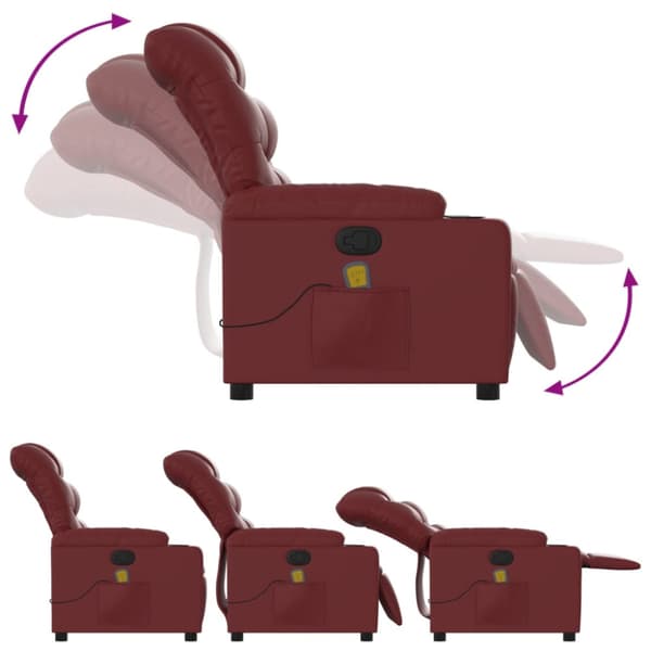 Massagefåtölj vinröd konstläder
