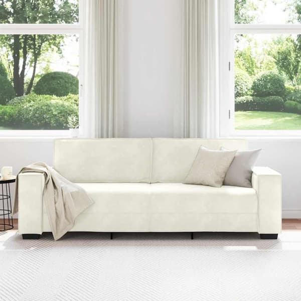 3-sitssoffa gräddvit 220x78x84 cm sammet