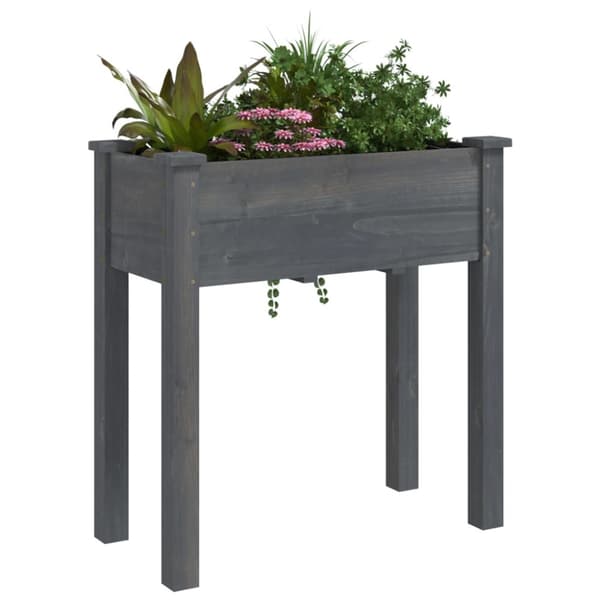 Odlingslåda med foder grå 71x37x76 cm massivt granträ