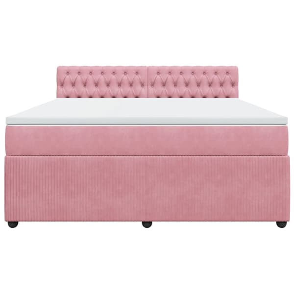 Ramsäng med madrass rosa 180x200 cm sammet
