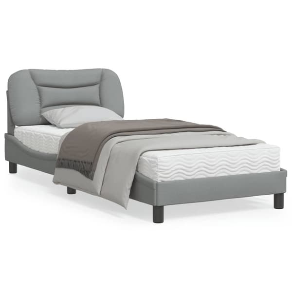 Bed Frame without Mattress "Hvar" Light Grey 80x200 cm Fabric