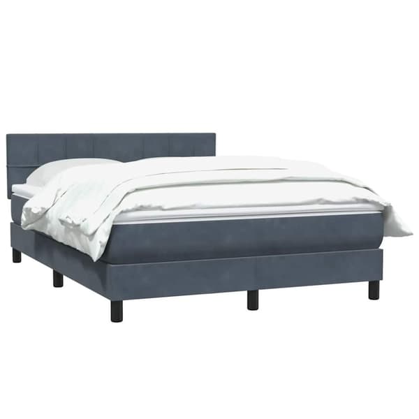 Ramsäng med madrass mörkgrå 160x210 cm sammet