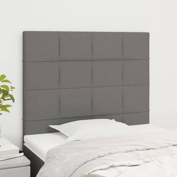 Sänggavel mörkgrå 100x5x118/128 cm tyg