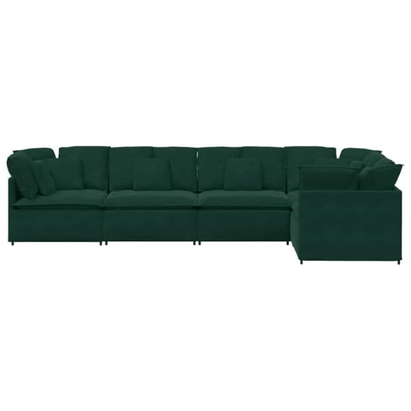 Modulsoffa med dynor sammet mörkgrön