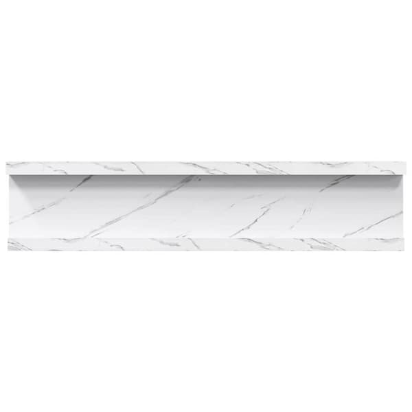 Vägg hylla Väggmonterat 2 pcs Vit marmor 40 x 9 x 3 cm