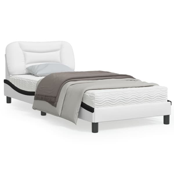 Bed Frame with LED without Mattress "Hvar" White and Black 90x200 cm