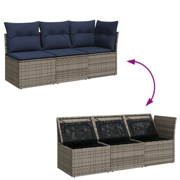 Trädgårdsoffa med kudde Grå 172 x 62 x 69 cm Poly rattan